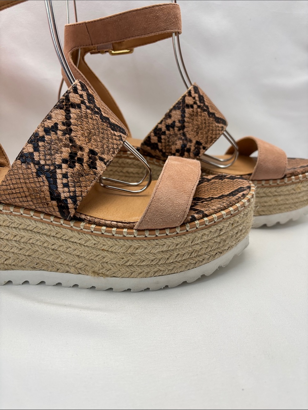 Crown Vintage Women’s 9.5 an Snake-Print Espadrille‎ Wedge Sandals #371 - Picture 5 of 12